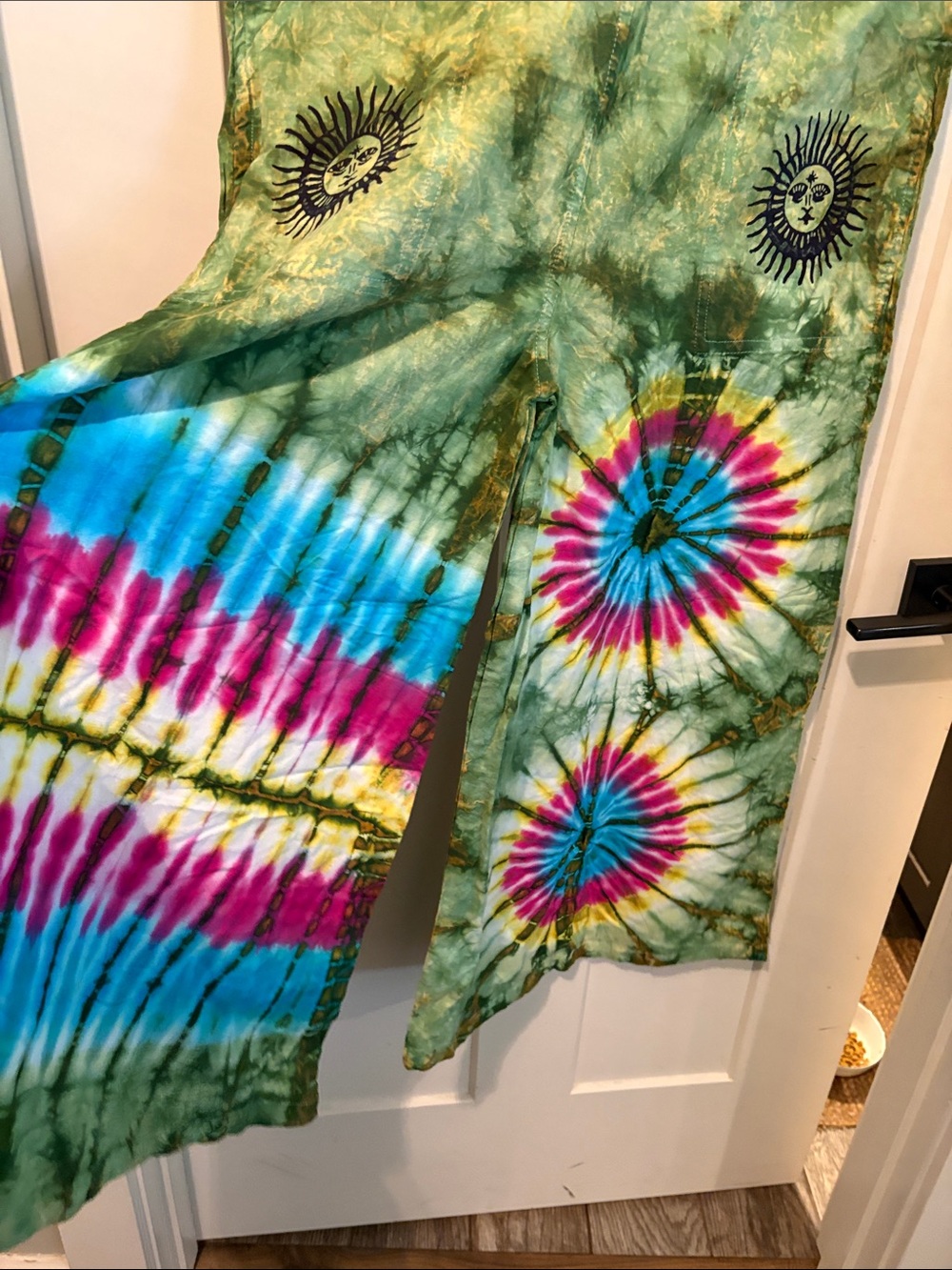 Rising International Green Tie-Dye Wideleg Overalls - NWT M - Hippie, Granola - Picture 7 of 12